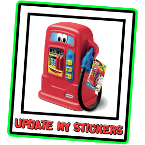 Little Tikes Cozy Pumper with the words Update My Stickers underneath