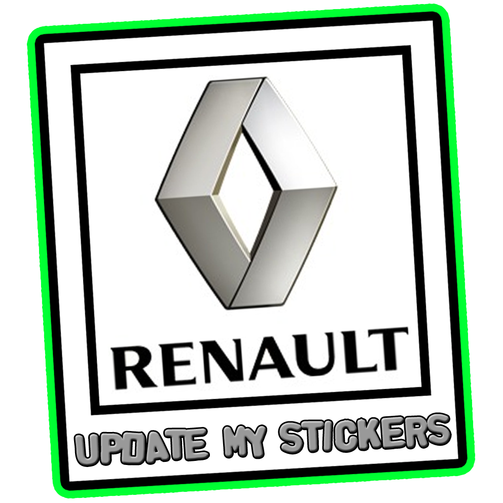 REnault Logo with text underneath saying Update my Stickers