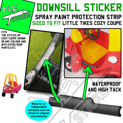 Downsill sticker for Little Tikes Cozy Coupe. Carbon Fibre Woven Texture. Black In Colour
