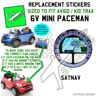 SatNav sticker to fit 6v MINI Cooper s PACEMAN for kids