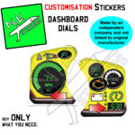 yellow dashboard dials in a cartoon style