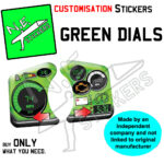 green dashboard dials in a cartoon style