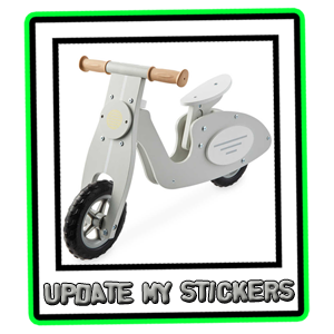 Pale Grey Wooden Balance Bike in the style of a Scooter By Aldi