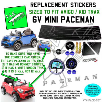 Kids 6V Paceman stickers