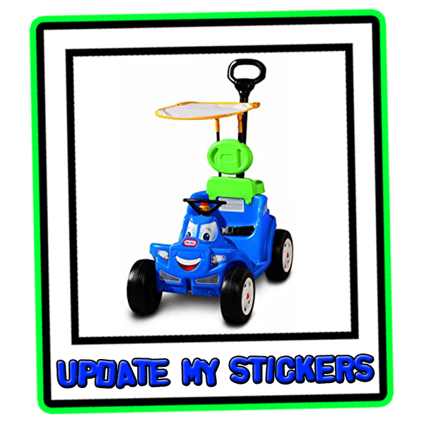 Blue Little Tikes Cozy Roadster stickers