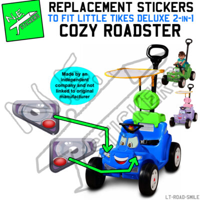 Pair of headlamp stickers sized to fit Little tikes Cozy Roadster