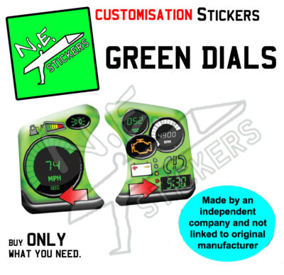 green dashboard dials for cozy coupe