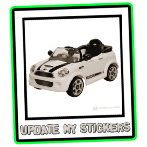 Replacement stickers, sized to fit white Rollplay MINI Cooper S