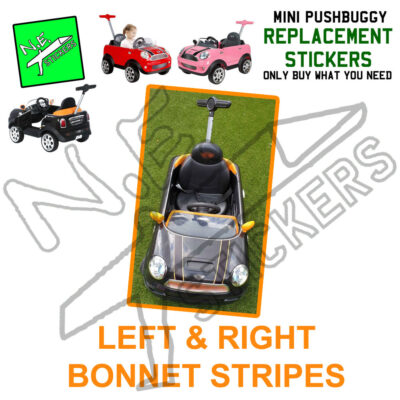 Rollplay Avigo Mini Cooper pushbuggy bonnet stripe stickers