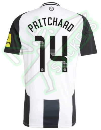 Newcastle United football shirt with Poppy Pritchard's number 14 on the back of it, in black Women's Championship lettering with a white trim and details.