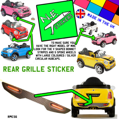 Rear Grille sticker sized to fit kids mini cooper S 6V