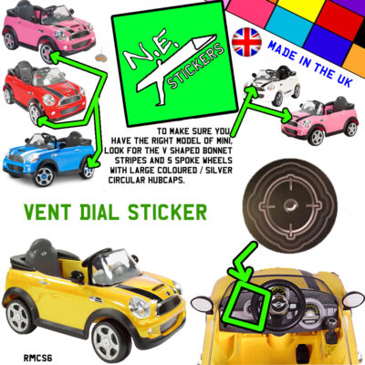 Vent sticker to fit Rollplay Mini Cooper S 6v kids ride on battery powered toy car
