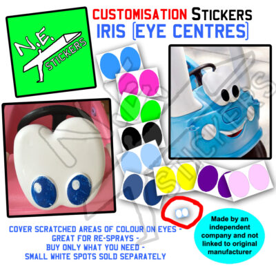 Tiny white eye highlight stickers TO FIT Little Tikes™ 30th Anniversary Cozy Coupe® cars